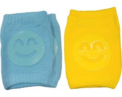 Baby kniebeschermers - geel smiley + turquoise smiley