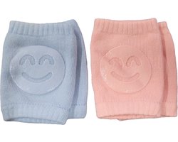 Baby kniebeschermers - Licht blauw smiley + Roze smiley