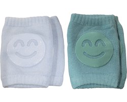 Baby kniebeschermers - licht blauw smiley + turquoise smiley