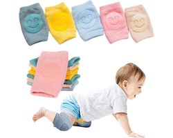 Babykniebeschermers om te kruipen, set van 5, kleurrijk, anti-slip noppen voor een goede grip, kruiphulp, meisjes en jongens, kruipbeschermer, kniebeschermers, rubberen punten