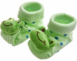 Babysokjes Kikker - 1 paar - 0-6 maanden - anti-slip - jongens - meisjes - katoen - groene sokken