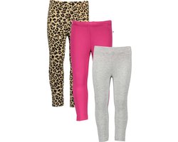 Blue Seven - 3pack - Leggings - Biologische Katoen - Roze en Grijs dikkere kwaliteit - Bruin Panterprint van standaard kwaliteit - Maat 92