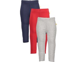 Blue Seven - baby - Legging - 3pack - Blauw - Grijs - Rood met bies - Maat 86