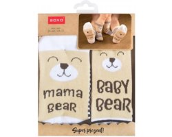 Cadeauset - Sokken - Kraamcadeau - Verjaardagcadeau - Geschenkset - Mama Kind - Bear - Maat 35-40 (baby 19-21)