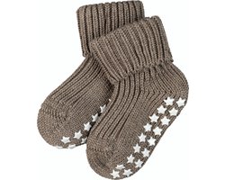 Catspads Cotton Slofsokken voor meisjes en jongens zacht kort warm dik comfortabel neutral met rubberen zool noppen rib  Zacht Bruin Baby sokken - Maat 62-68