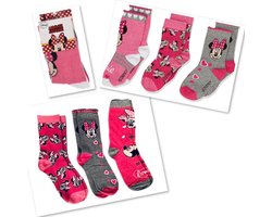 Disney Minnie Mouse sokken - 6 paar - roze/grijs - maat 27/30