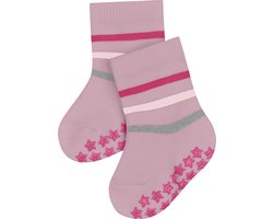 FALKE Multi Stripe knuffelzacht pluche duurzaam katoen huissokken babysokjes meisjes jongens roze - Maat 74-80