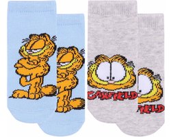 Garfield - 2 paar Grijze en Blauwe Babysokjes / 0-14 m