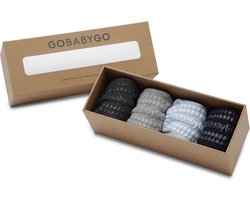 GoBabyGo Combo Box - bamboe antislip sokjes / Sky Blue, Dark Blue, Grey Melange, Dark Grey Melange - 1-2y / 20-22