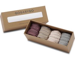 GoBabyGo Combo Box - bamboe antislip sokjes / Soft Pink, Grey Melange, Misty Plum, Sand - 6-12m / 17-19