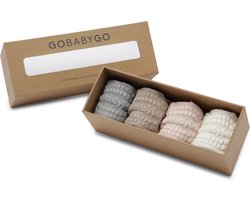 GoBabyGo Combo Box - bamboe antislip sokjes / Soft Pink, Grey Melange, Off White, Sand - 6-12m / 17-19