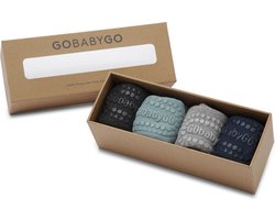 GoBabyGo Combo Box - katoen antislip sokjes / Dusty Blue, Navy Blue, Grey Melange, Dark Grey Melange - 1-2y / 20-22