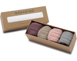 GoBabyGo Combo Box - katoen antislip sokjes / Dusty Rose, Misty Plum, Grey Melange, Sand - 6-12m / 17-19