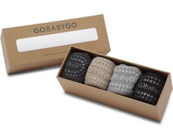 GoBabyGo Combo Box - katoen antislip sokjes / Grey Melange, Dark Grey Melange, Black, Sand - 1-2y / 20-22