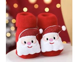 Kerstthema babysokken - Winterthema sokken - Kerstsokken - Kerstman - Rood - Baby Sokken - New born sokken - Kraamcadeau voor Jongen of Meisje - Babyshower Cadeau - Kraammand