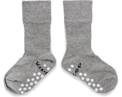 KipKep antislip sokjes - maat 18-24 maanden - Grey, grijs - Blijf-Sokken - 1 paar - zakken niet af - stay-on-socks - biologisch katoen