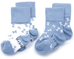 KipKep babysokjes licht blauw: bio Blijf-Sokjes - Maat 0-6 mnd - Party Blue