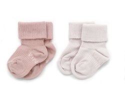 KipKep Blijf-Sokjes - babysokjes - Mauve - Maat 6-12 maanden - 2-pack - zakken niet af - stay-on-socks