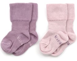 KipKep Blijf-sokjes - babysokjes - Pastel Violet - Maat 0-6 maanden - lila, paars - 2-pack - zakken niet af