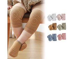 Knie + sokken beschermers - 2 Delig - anti slip - baby kruipbeschermers - Bruin