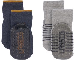 Lässig Anti-slip sokjes 2 paar assorted blue/grey, Maat 15-18