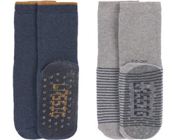 Lässig Anti-slip sokjes 2 paar assorted blue/grey,  Maat 19-22