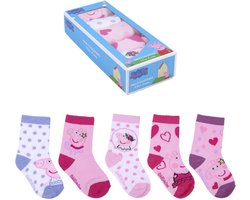 Peppa Pig - meisjes - Babyshower - kraamcadeau - baby/peuter - sokken (5 paar) in cadeaudoos - maat 15/16