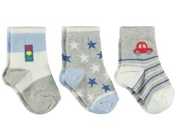 Set van 3 paar babysokken jongens - Verkeer baby sokjes