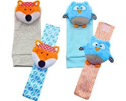 SnuffelSokjes - Baby Rammelaar - Rammelaar sokjes - Polsrammelaar - Baby speelgoed 0 jaar - 0 t/m 2 jaar - Baby Knuffel - Pluche Knuffels - Baby Sokjes - 4 stuks