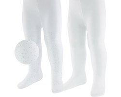 Soft Touch 2-pack Babypanty's - wit met zilveren glitterstipjes en effen wit-62/68