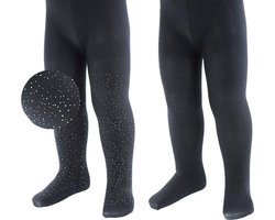 Soft Touch 2-pack Babypanty's - Zwart met zilveren glitterstipjes en Effen zwart-62/68