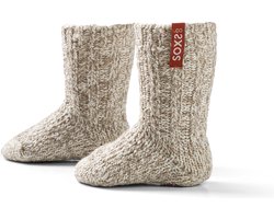 SOXS® Wollen baby sokken | SOX3648 | Beige | Kniehoogte | Maat 19-29 | Antislip | Sweet hazel label