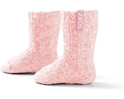 SOXS® Wollen baby sokken | SOX3724 | Roze | Kniehoogte | Maat 19-29 | Antislip | Sweety pink label