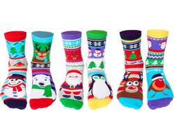 United Oddsocks Kindersokken Kerstsokken Holly Jolly Kerstpakket Mismatched 30-38