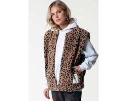 Colourful Rebel Yoni Leopard Teddy Gilet - XS/S