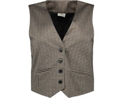 Jacqueline de Yong Gilet Jdygeggo Mia Waistcoat Jrs Atk 15328945 Cobblestone/mini Check Dames Maat - M