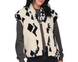 Only Gilet Onlpop Teddy Waistcoat Otw 15333472 Cloud Dancer/black Dames Maat - L