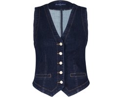 Red Button waistcoat denim