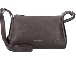 COCCINELLE Leren Schoudertas Bishop Mini Bag Grained Leather Fondant Brown Donkerbruin