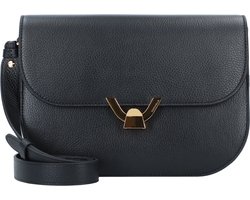 COCCINELLE Leren Schoudertas Dew Handbag Grained Leather Noir Zwart