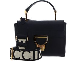 COCCINELLE Leren Schoudertas Handtas Arlettis Signature Handbag Grained Leather Noir Zwart