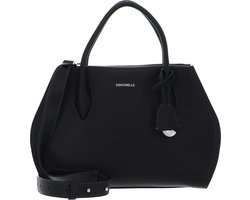 COCCINELLE Leren Schoudertas Handtas Lord Handbag Grained Leather Noir Zwart