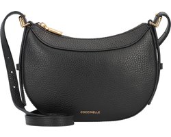 COCCINELLE Leren Schoudertas Whisper Grained Leather Mini Bag Noir Zwart