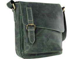 Fana Bags Leren Schoudertas Groen - Schoudertas Leer - Unisex - Crossbody Tas