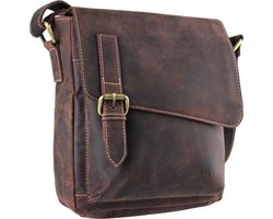 Fana Bags Luxe Leren Schoudertas Bruin - Crossbodytas voor Heren en Dames - Echt Leer