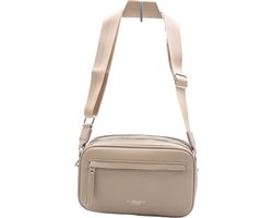 Flora&Co - Paris - Crossbody handtas - 2 vakken met rits - instelbare riem - beige