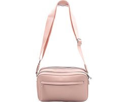 Flora&Co - Paris - Crossbody handtas - 2 vakken met rits - instelbare riem - roze