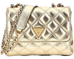 GUESS Schoudertas Schoudertas Giully Mini 2 Compartment Convertible Flap Gold Goudkleurig