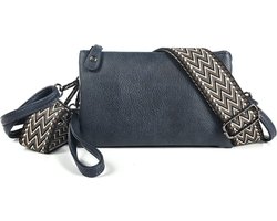 i'm dutch - new york - donker blauw - blauw - dark blue - crossbody - schoudertas - clutch - 2 verstelbare en afneembare hengsels - polshengsel - ritssluiting - veel opbergmogelijkheden