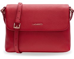 Lazarotti Leren Schoudertas Bologna Leather Flap Crossbody Bag Red Rood